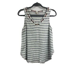 Hem & Thread Women's Top Sz S Striped Navy Nautical Lightweight Basic Summer Top